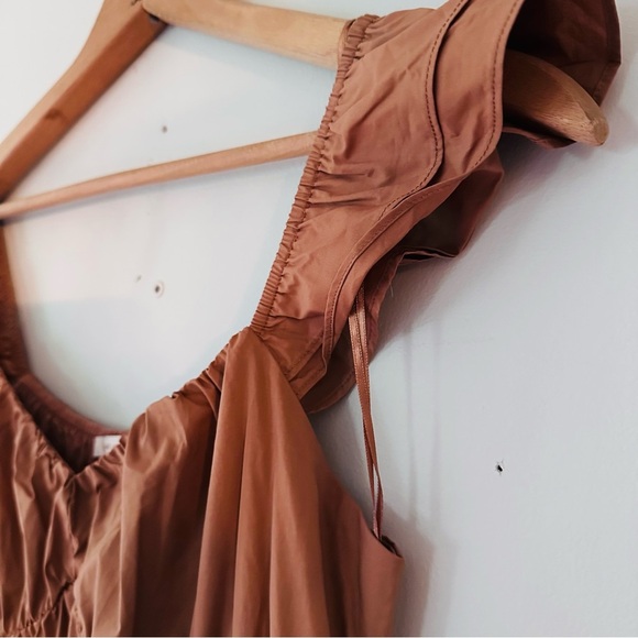 Skies are Blue Diana Poplin Tiered Ruffle Maxi Dress Tuscan Tan Size Medium - Picture 5 of 14